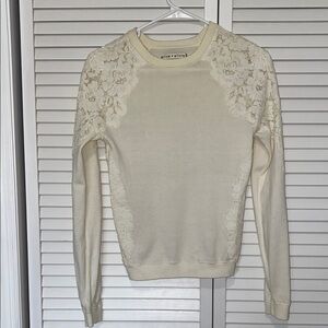Alice + Olivia Ivory Floral Lace Pullover